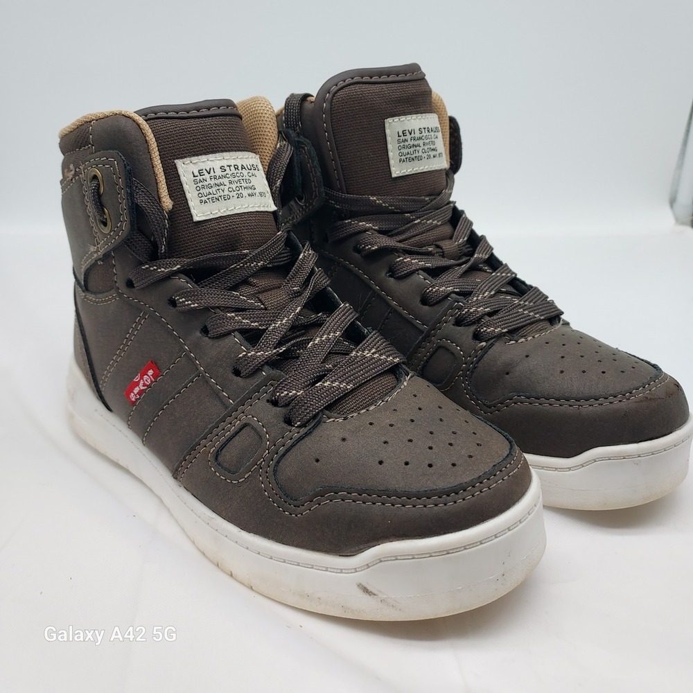 Levis Kids Brown High‎ Top Sneakers Synthetic Upper Shoes 540673-01B1 Size 1Y